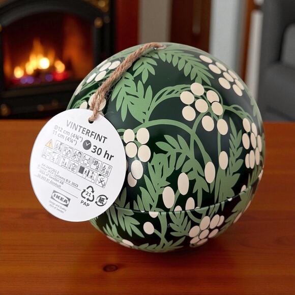 IKEA VINTERFINT Scented candle in metal cup, ball/cinnamon pumpkin green, 4 ¼ " - Picture 4 of 4